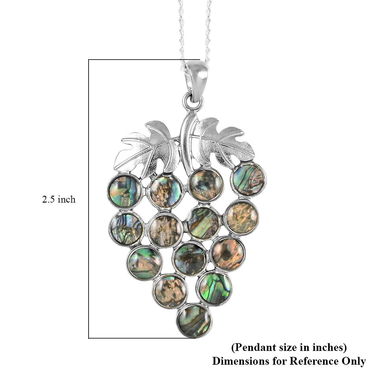 Abalone Shell Grape Pendant Necklace 18 Inches in Silvertone image number 5