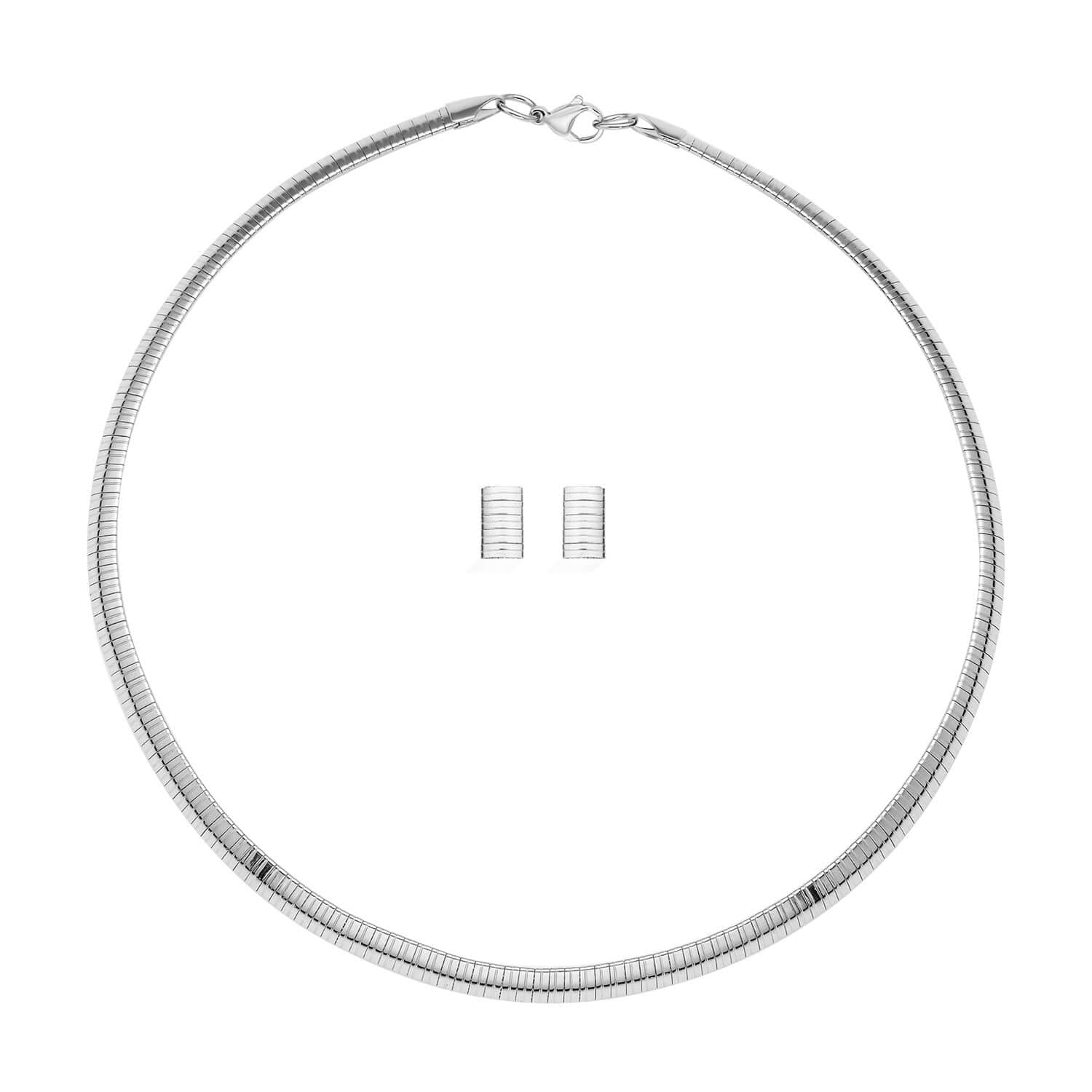 Buy Omega Necklace 18 Inches and Earrings in Stainless Steel