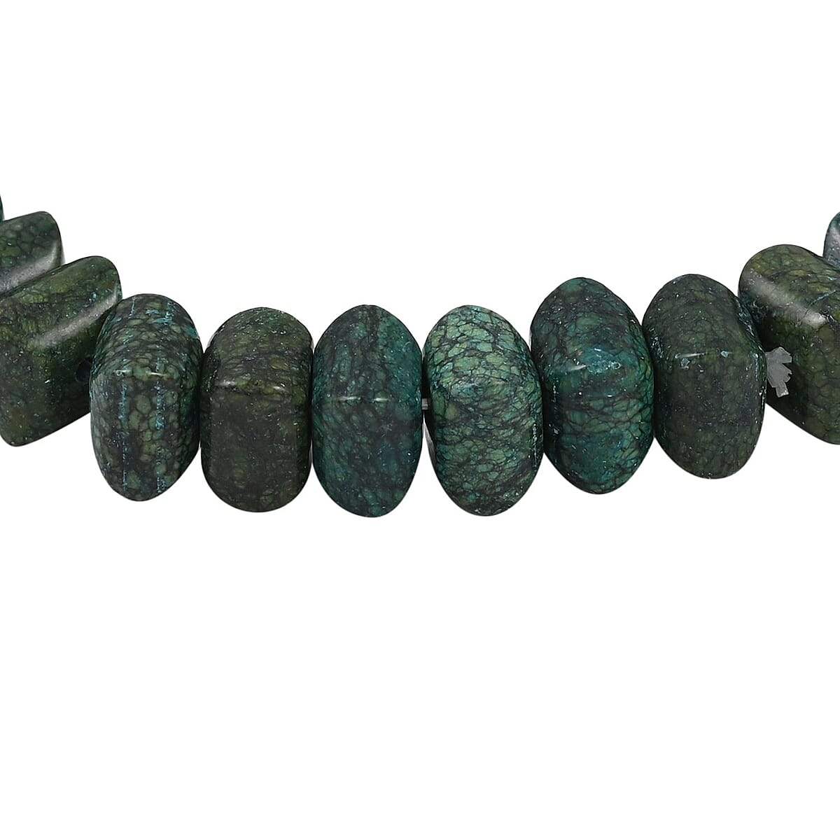 Set of 2 Chrysocolla Color Jasper and Olive Jade Pumpkin Beaded Stretch Bracelet 230.00 ctw image number 5