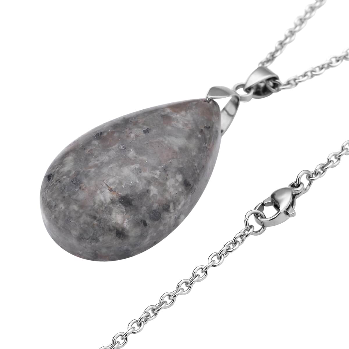 Natural Yooperlite Pear Shape Pendant in Sterling Silver with Stainless Steel Necklace 24 Inches with Free UV Flash Light 70.00 ctw image number 4