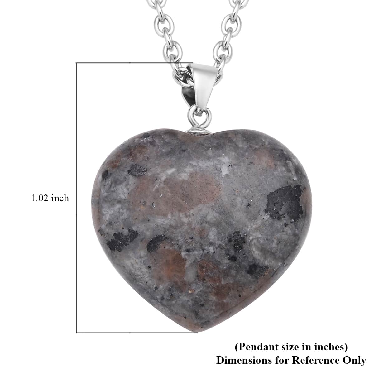 Natural Yooperlite Heart Shape Pendant Necklace 24 Inches in Sterling Silver & Stainless Steel 32.00 ctw with Free UV Flash Light image number 4
