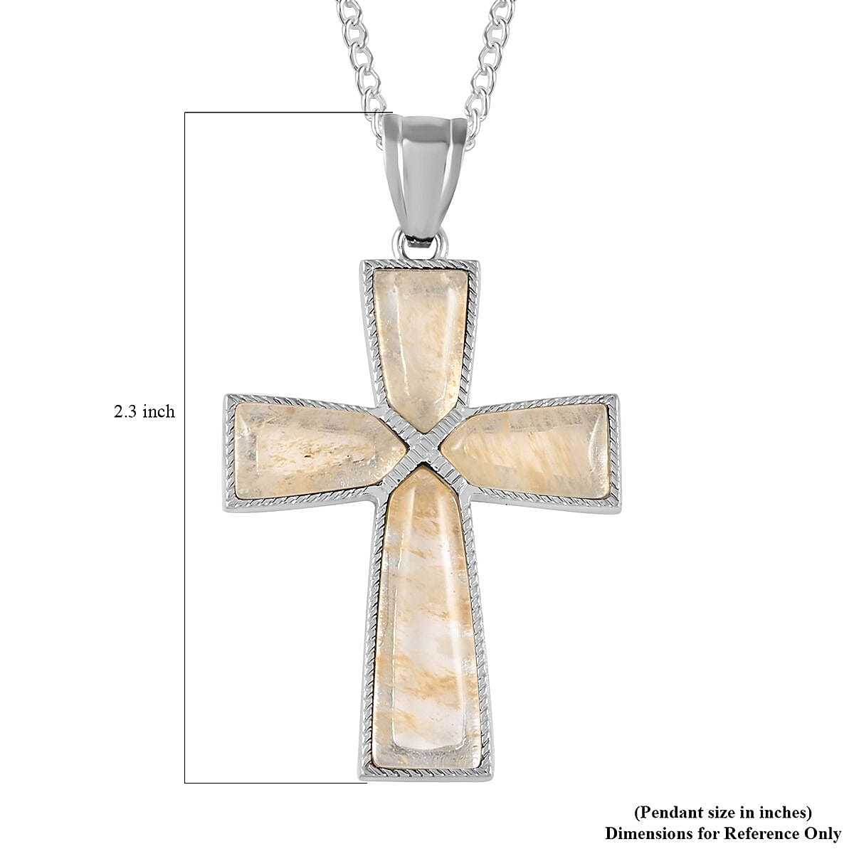 Rutile Quartz Cross Pendant Necklace 18 Inches in Silvertone 12.25 ctw image number 5