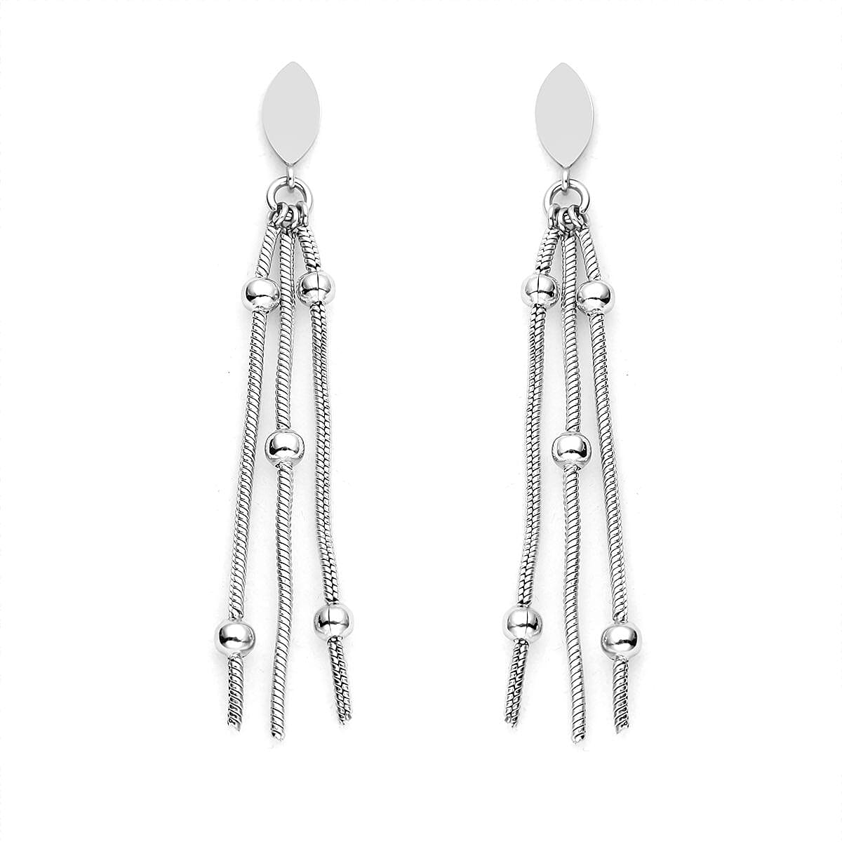 Dangle Earrings and Layered Bracelet (7.50-9.0In) in Stainless Steel | Tarnish-Free, Waterproof, Sweat Proof Jewelry