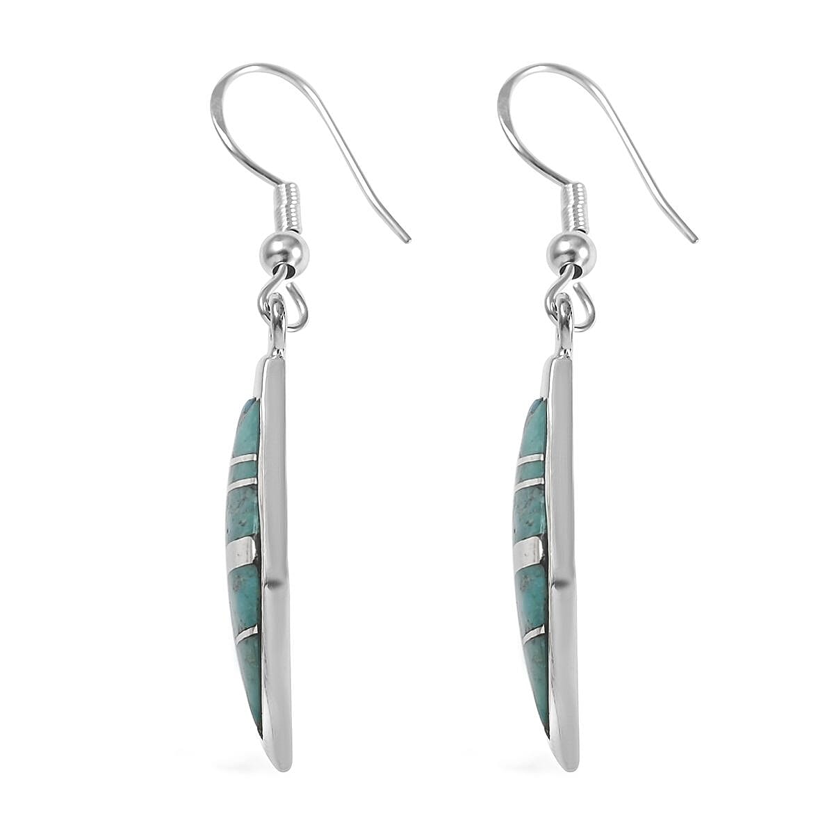 SANTA FE Style Kingman Turquoise Dangle Earrings and Necklace 16 Inches in Sterling Silver 56.60 Grams 81.00 ctw image number 6
