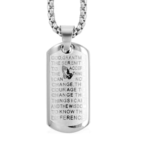 Prayer Pendant Necklace 24 Inches in Stainless Steel 25.50 Grams