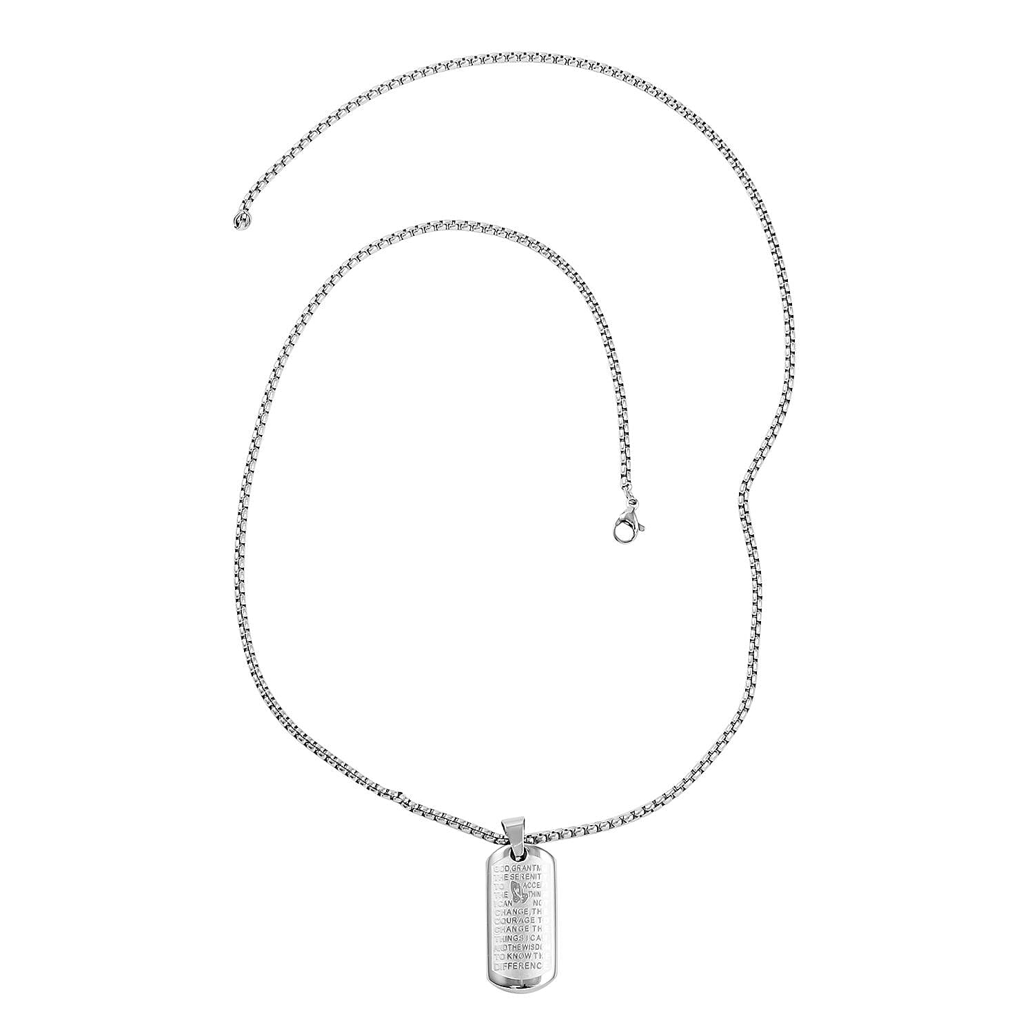 Prayer Pendant Necklace 24 Inches in Stainless Steel 25.50 Grams