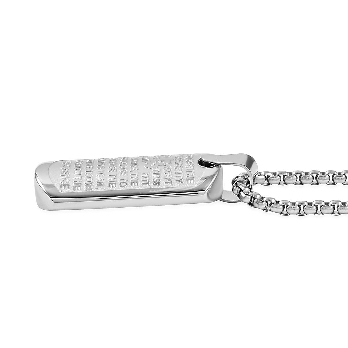 Prayer Pendant Necklace 24 Inches in Stainless Steel 25.50 Grams