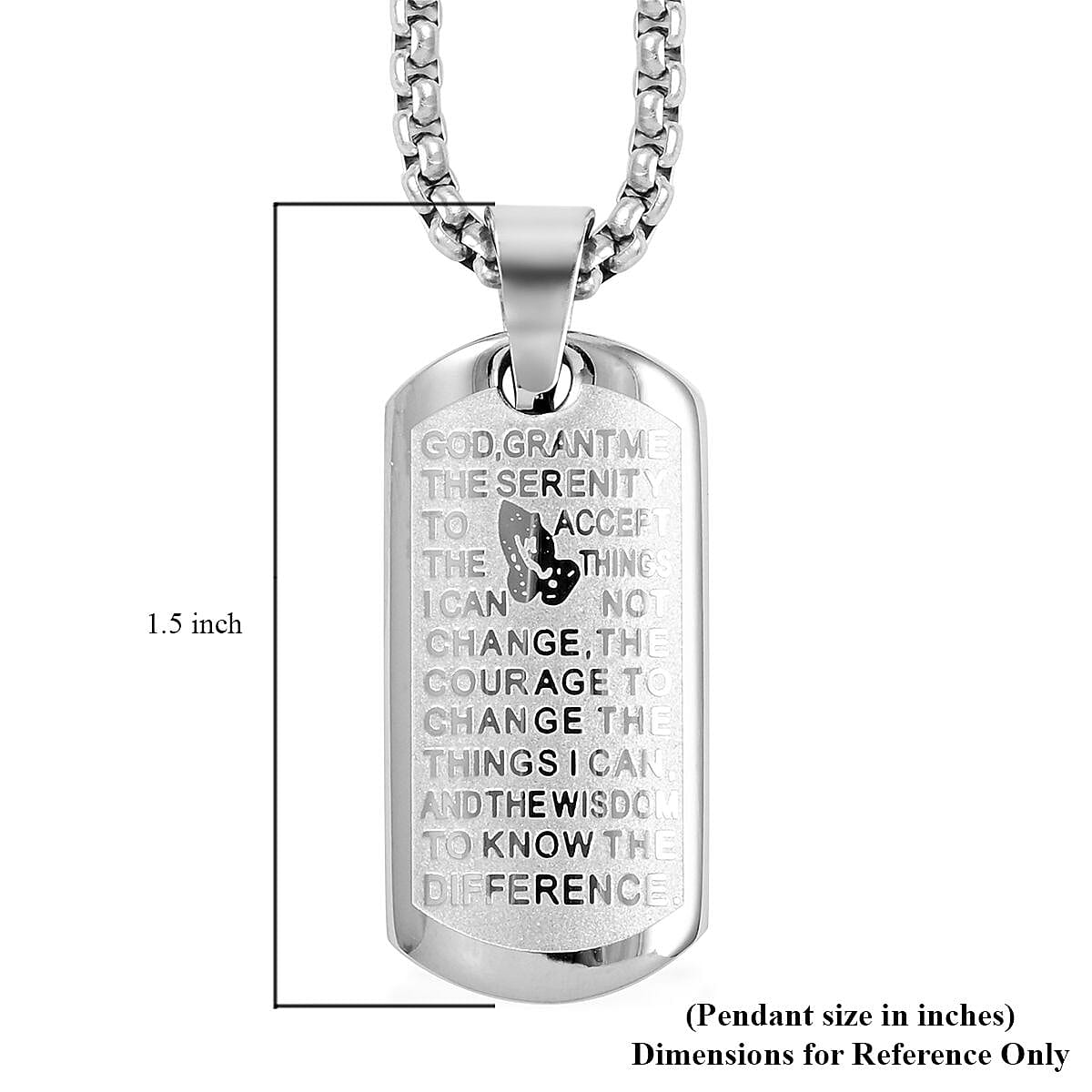 Prayer Pendant Necklace 24 Inches in Stainless Steel 25.50 Grams