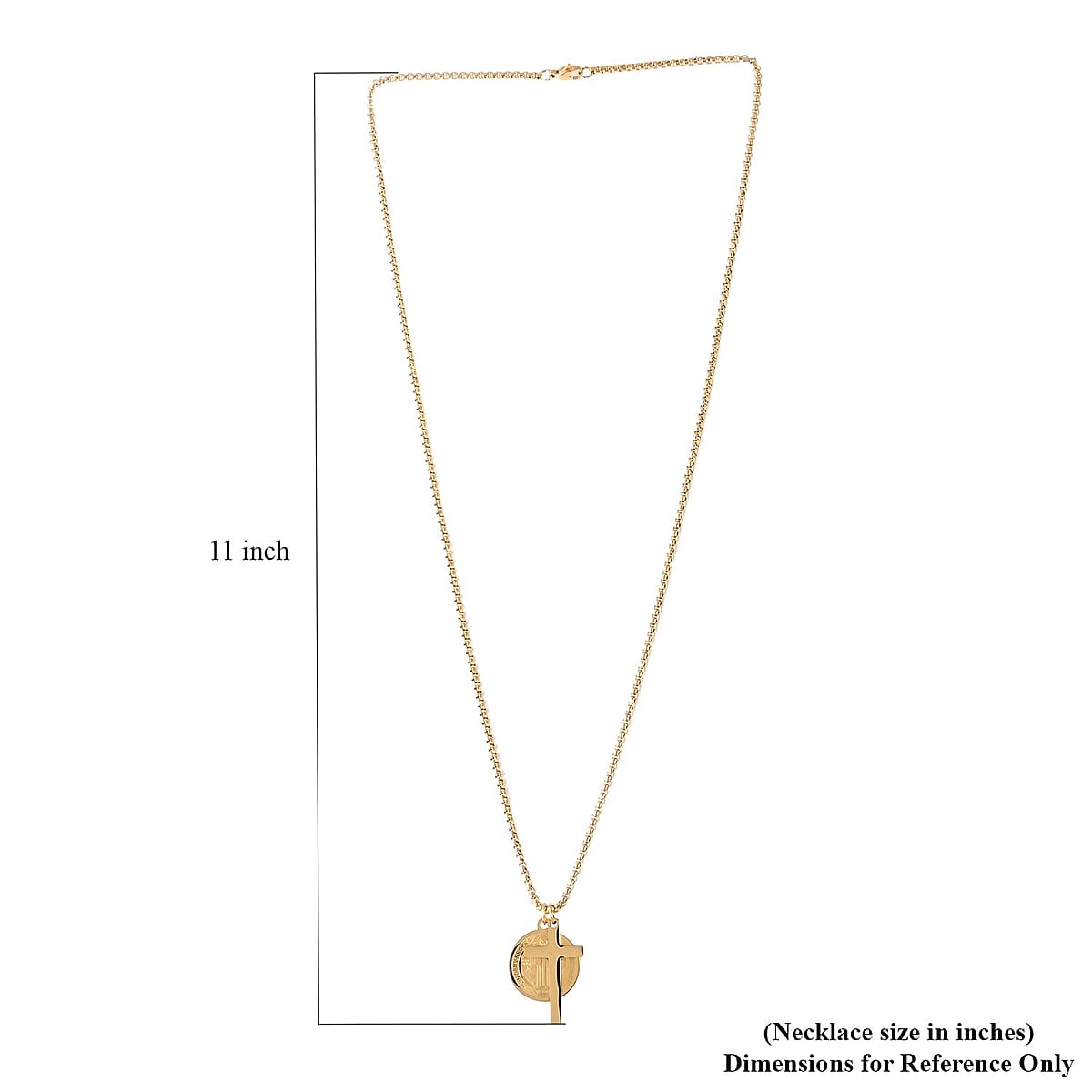 Round Religious & Cross Pendant Necklace 24 Inches in ION Plated Yellow Gold Stainless Steel 18.70 Grams image number 5