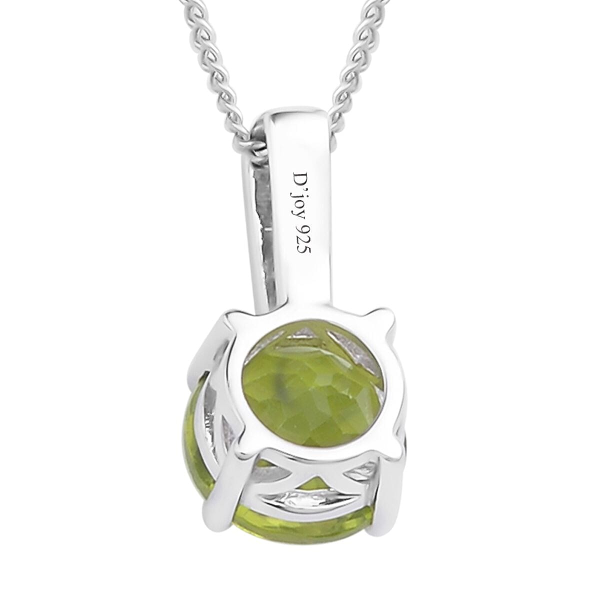 Premium Peridot and White Zircon Pendant Necklace 20 Inches in Rhodium Over Sterling Silver 2.25 ctw