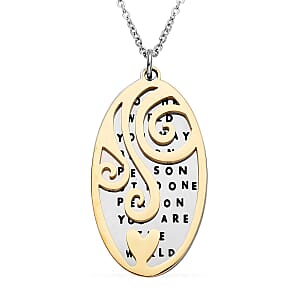 To The World Pendant Necklace (20 Inches) in Black Oxidized, ION Plated YG and Stainless Steel , Tarnish-Free, Waterproof, Sweat Proof Jewelry