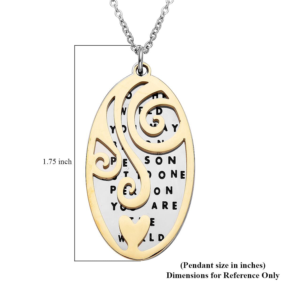 To The World Pendant Necklace (20 Inches) in Black Oxidized, ION Plated YG and Stainless Steel , Tarnish-Free, Waterproof, Sweat Proof Jewelry