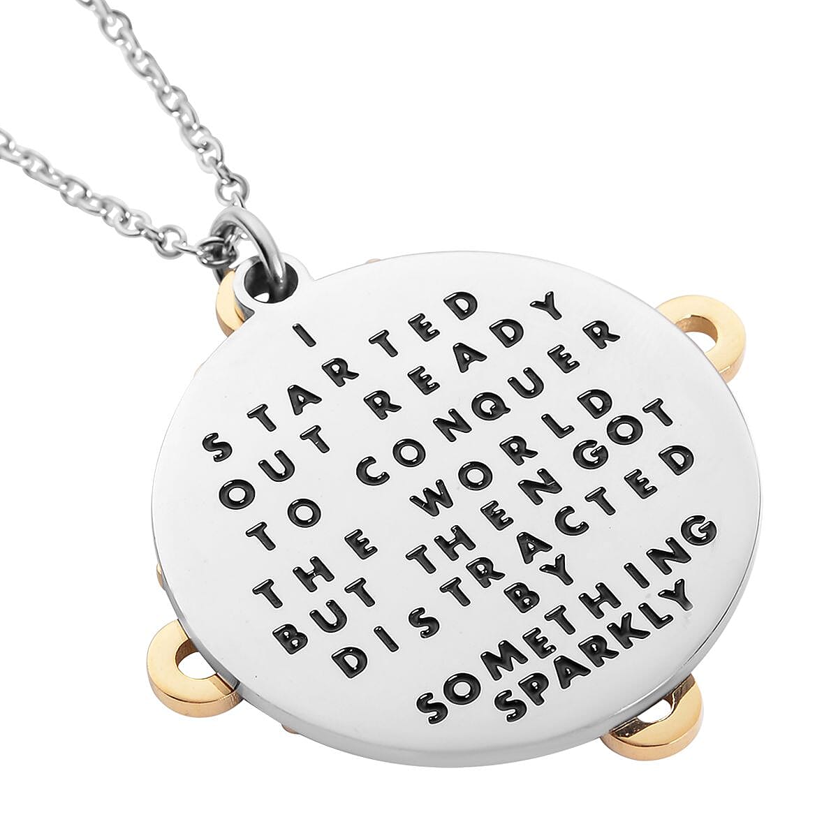 I Started Out Pendant Necklace (20 Inches) in Black Oxidized, ION Plated YG and Stainless Steel , Tarnish-Free, Waterproof, Sweat Proof Jewelry image number 4