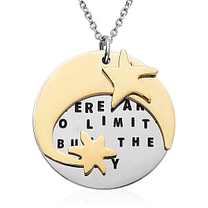 Believe Pendant Necklace (20 Inches) in Black Oxidized, ION Plated YG and Stainless Steel , Tarnish-Free, Waterproof, Sweat Proof Jewelry