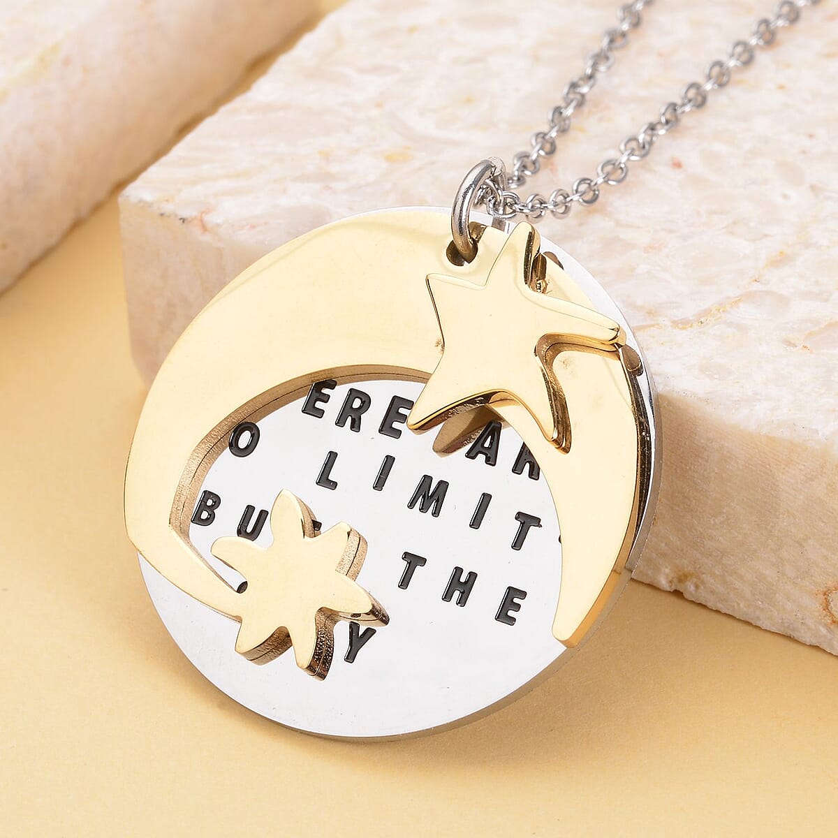Believe Pendant Necklace (20 Inches) in Black Oxidized, ION Plated YG and Stainless Steel , Tarnish-Free, Waterproof, Sweat Proof Jewelry image number 1