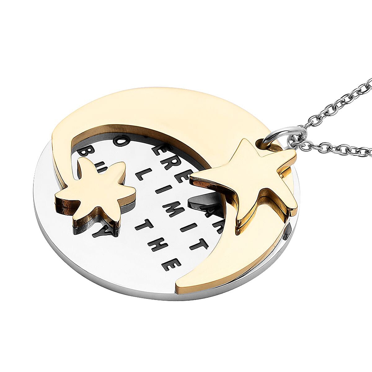 Believe Pendant Necklace (20 Inches) in Black Oxidized, ION Plated YG and Stainless Steel , Tarnish-Free, Waterproof, Sweat Proof Jewelry image number 3