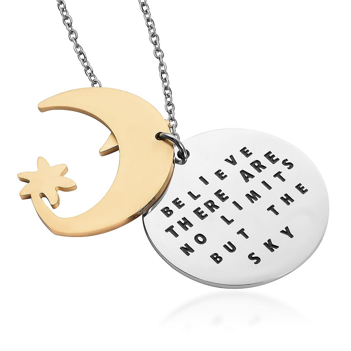 Believe Pendant Necklace (20 Inches) in Black Oxidized, ION Plated YG and Stainless Steel , Tarnish-Free, Waterproof, Sweat Proof Jewelry image number 4