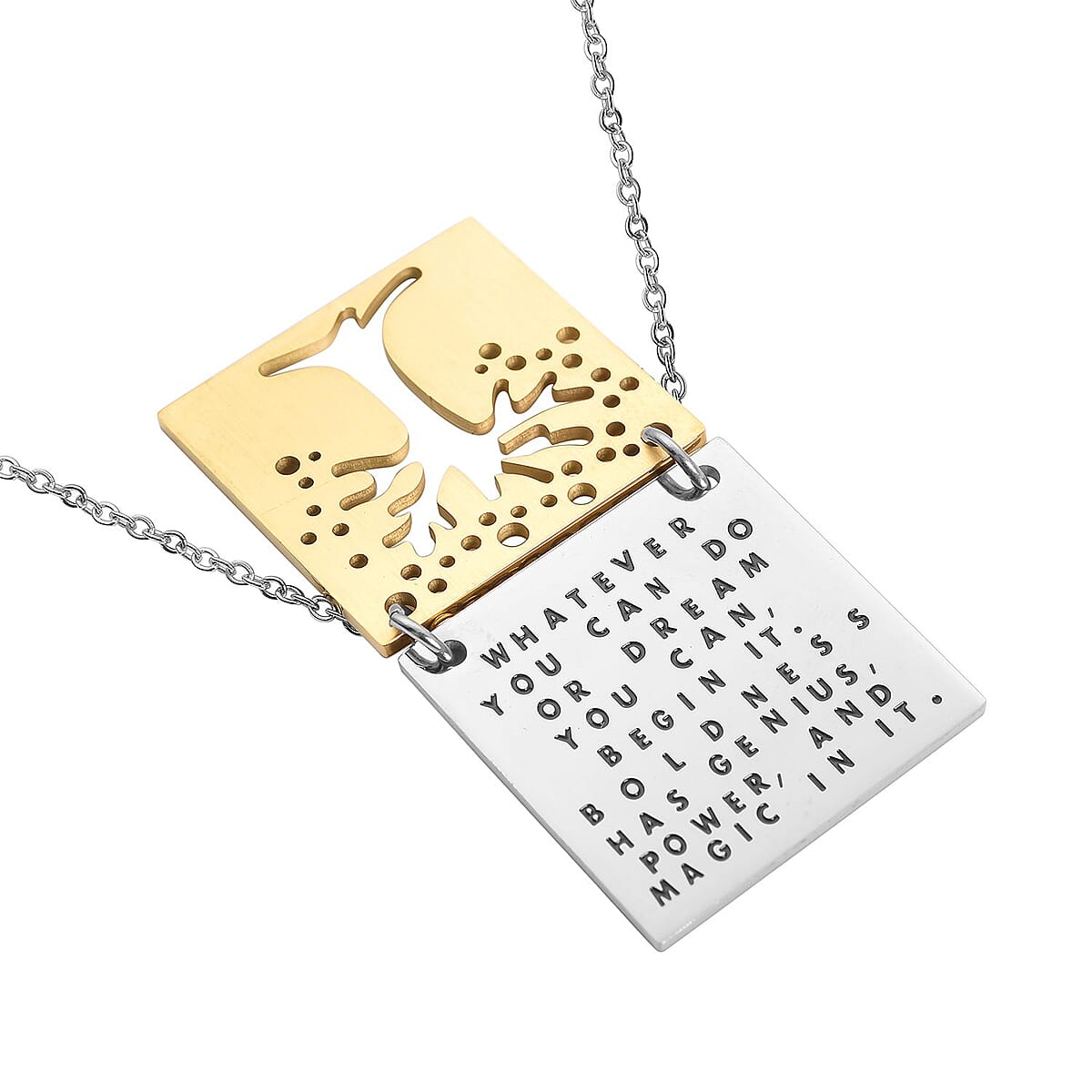 Whatever You Can Do Pendant Necklace (20 Inches) in Black Oxidized, ION Plated YG and Stainless Steel , Tarnish-Free, Waterproof, Sweat Proof Jewelry image number 4