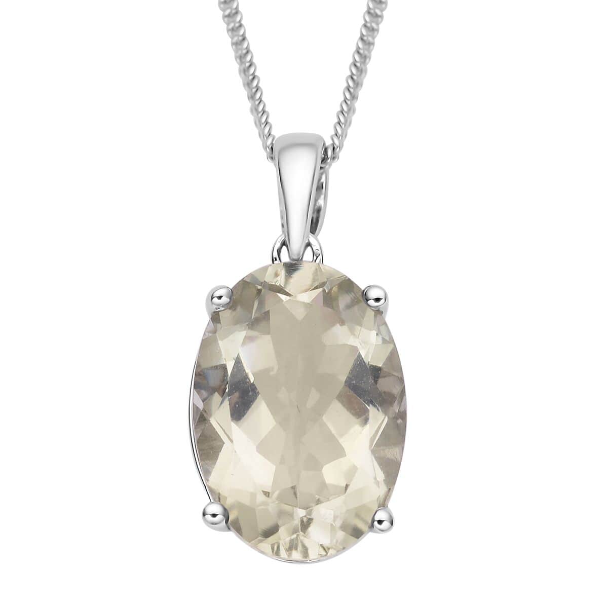 Montezuma Prasiolite Solitaire Pendant Necklace 18 Inches and Earrings in Rhodium Over Sterling Silver 13.50 ctw image number 2