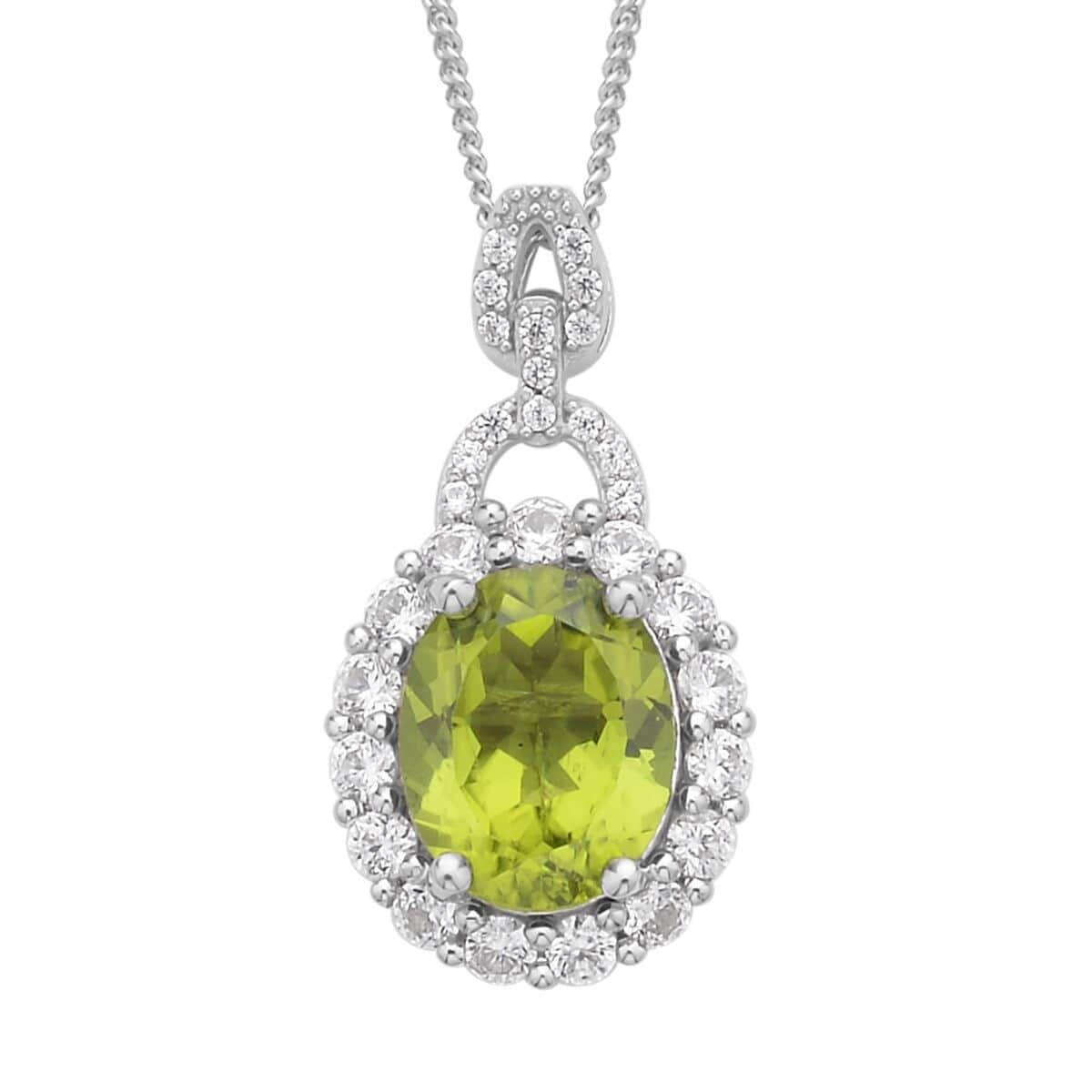 Buy Premium Peridot and White Zircon Pendant Necklace 20 Inches in ...