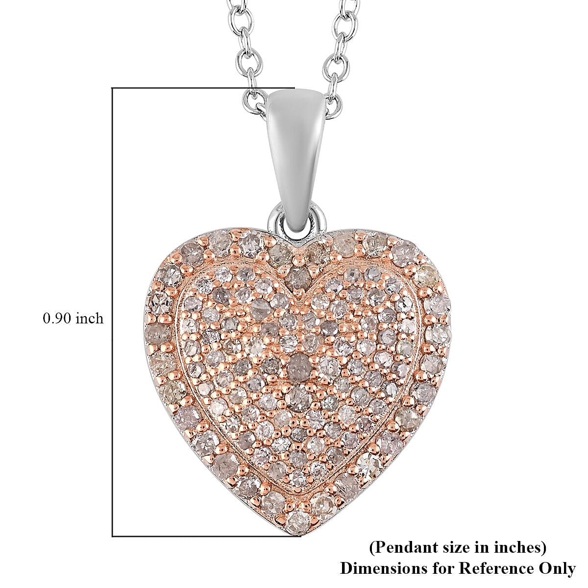 JCK CLOSEOUT Natural Pink Diamond Heart Pendant Necklace 18 Inches in 14K Rose Gold Over and Sterling Silver 0.65 ctw image number 5