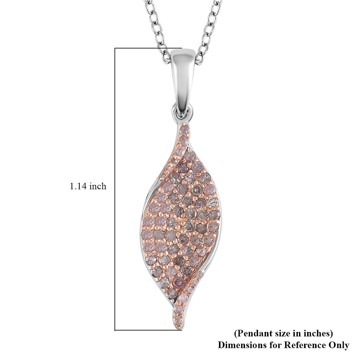 JCK CLOSEOUT Natural Pink Diamond Twisted Pendant Necklace 18 Inches in 14K Rose Gold Over and Sterling Silver 0.50 ctw