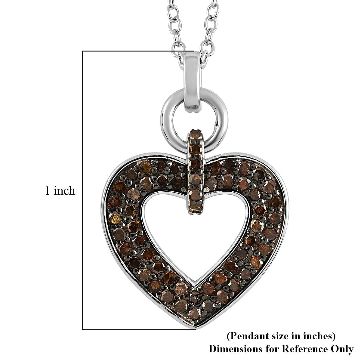 JCK CLOSEOUT Red Diamond Heart Pendant Necklace 18 Inches in Rhodium & Sterling Silver 0.50 ctw image number 5