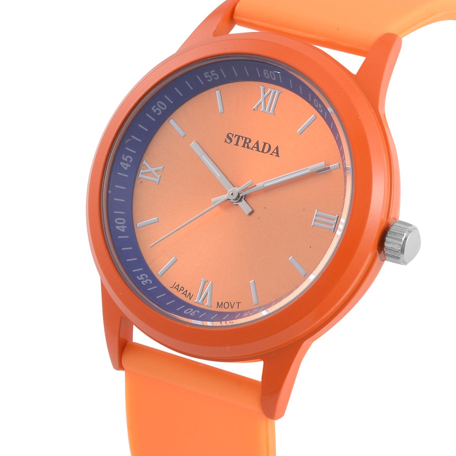 Strada Japanese Movement Set of 3 Watch with Pink, Orange and Purple Silicone Strap (5.50-6.75Inches) (40mm)