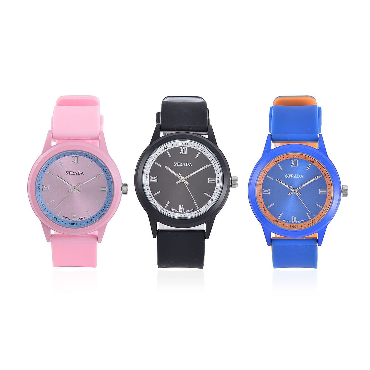 Buy Strada Japanese Movement Set of 3 Watch with Pink, Dark  display picture 1