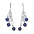 Lapis Lazuli Paper Clip Chain Station Bracelet (7.50-9.0In) and Dangle Earrings in Stainless Steel 36.00 ctw image number 5