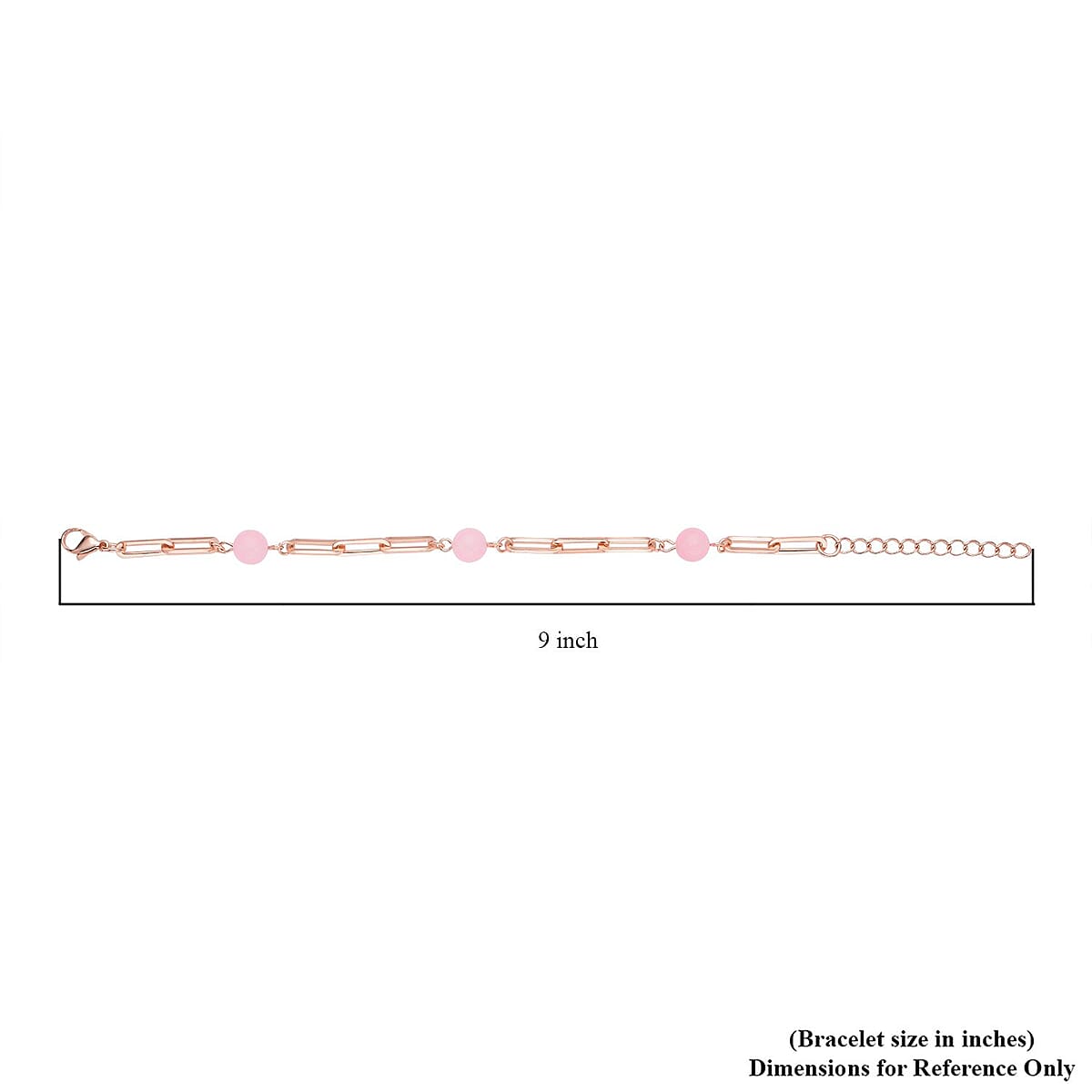 Galilea Rose Quartz Paper Clip Chain Station Bracelet (7.50-9.0In) and Dangle Earrings in ION Plated RG Stainless Steel 36.00 ctw image number 4