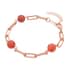 Red Agate (D) Paper Clip Chain Station Bracelet (7.50-9.0In) and Dangle Earrings in ION Plated RG Stainless Steel 36.00 ctw , Tarnish-Free, Waterproof, Sweat Proof Jewelry image number 2