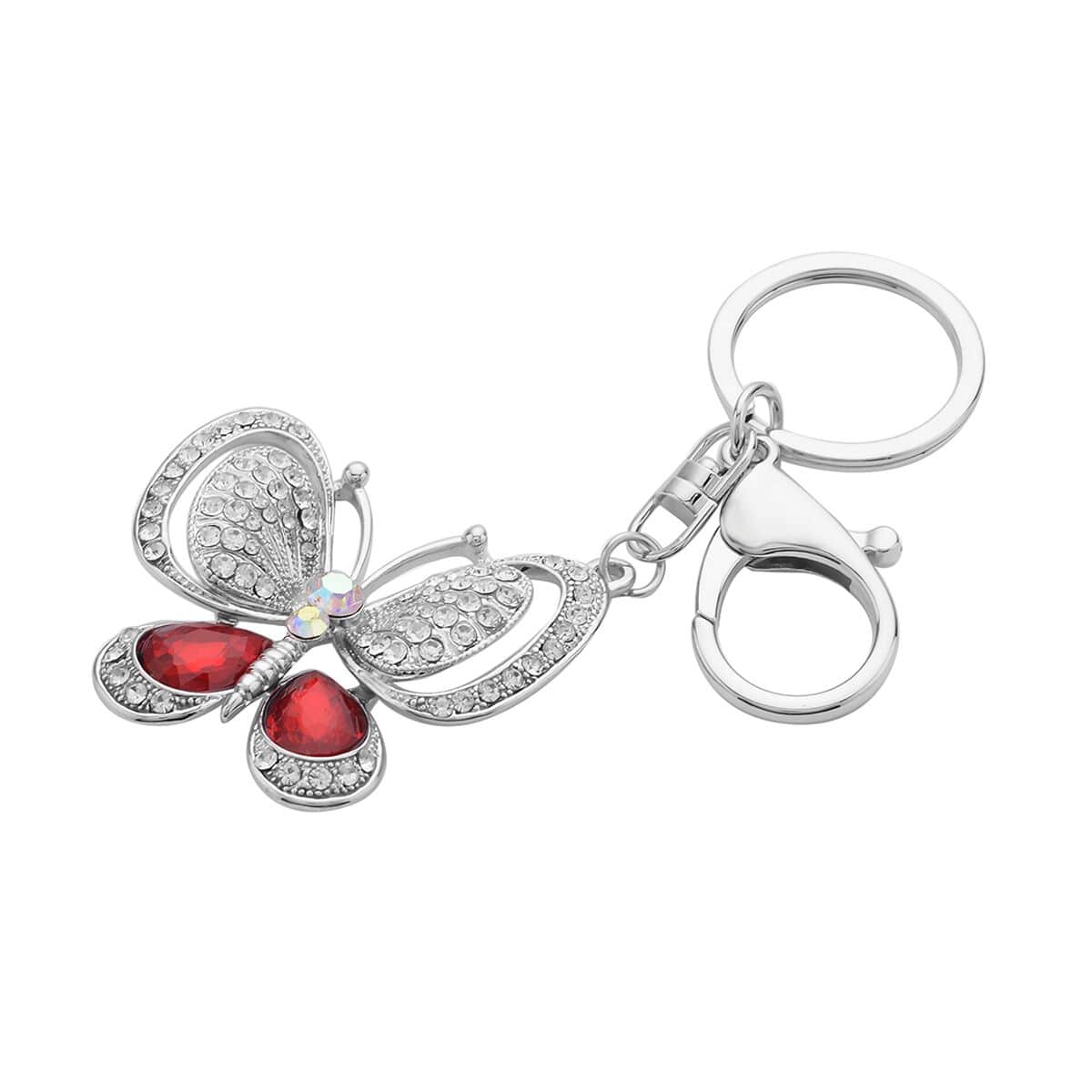 Set of 3 Multi Color Austrian Crystal, Red Glass, Enameled Heart, Butterfly and Bee Keychain in Dualtone, Cute Keychains, Key Holders, Key Rings, Cool Keychains image number 5