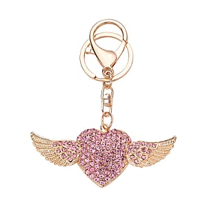  Set of 3 Multi Color Austrian Crystal, Enameled Elephant, Cat and Tiger Keychain in Dualtone