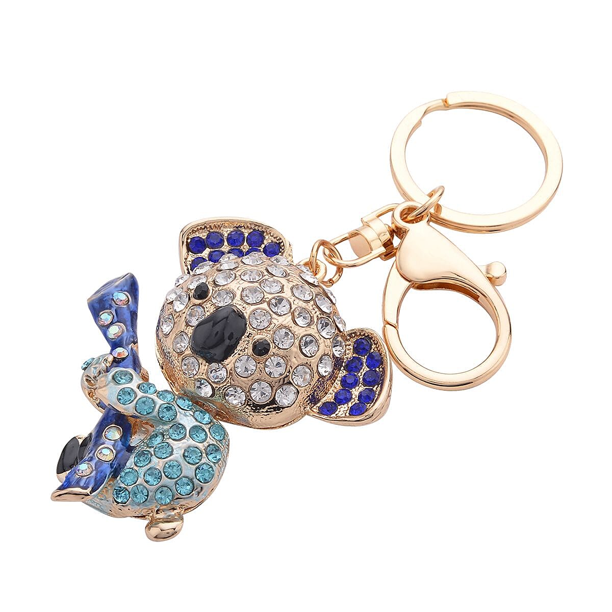 Doorbuster Set of 3 Multi Color Austrian Crystal, Enameled Elephant, Cat and Tiger Keychain in Dualtone image number 3