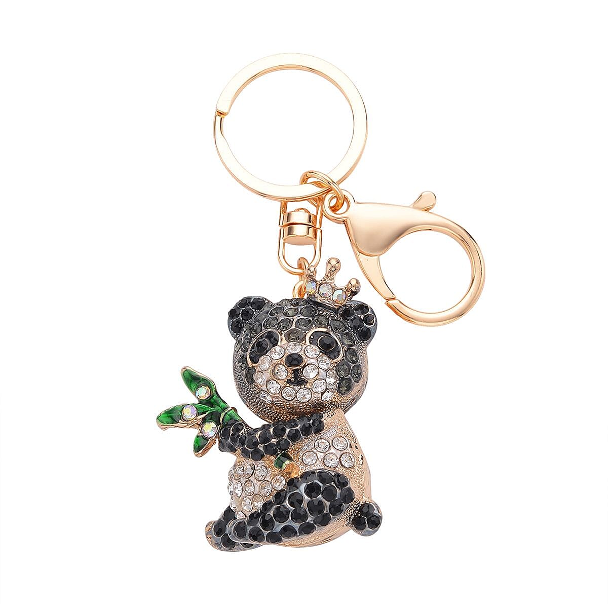 Doorbuster Set of 3 Multi Color Austrian Crystal, Enameled Elephant, Cat and Tiger Keychain in Dualtone image number 4