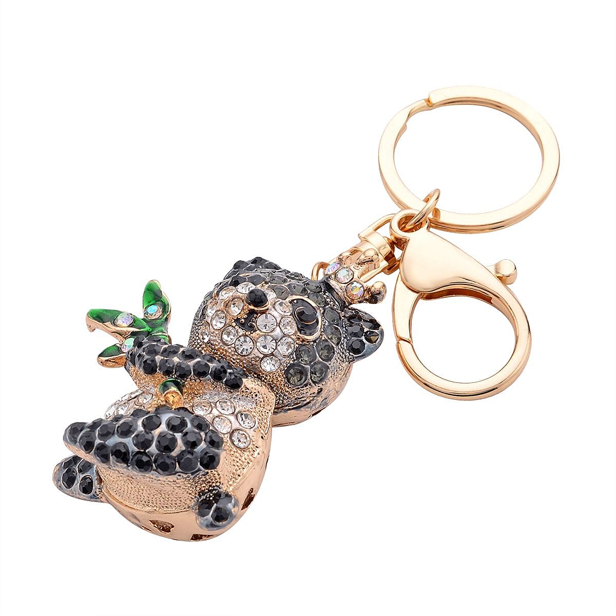 Doorbuster Set of 3 Multi Color Austrian Crystal, Enameled Elephant, Cat and Tiger Keychain in Dualtone image number 5