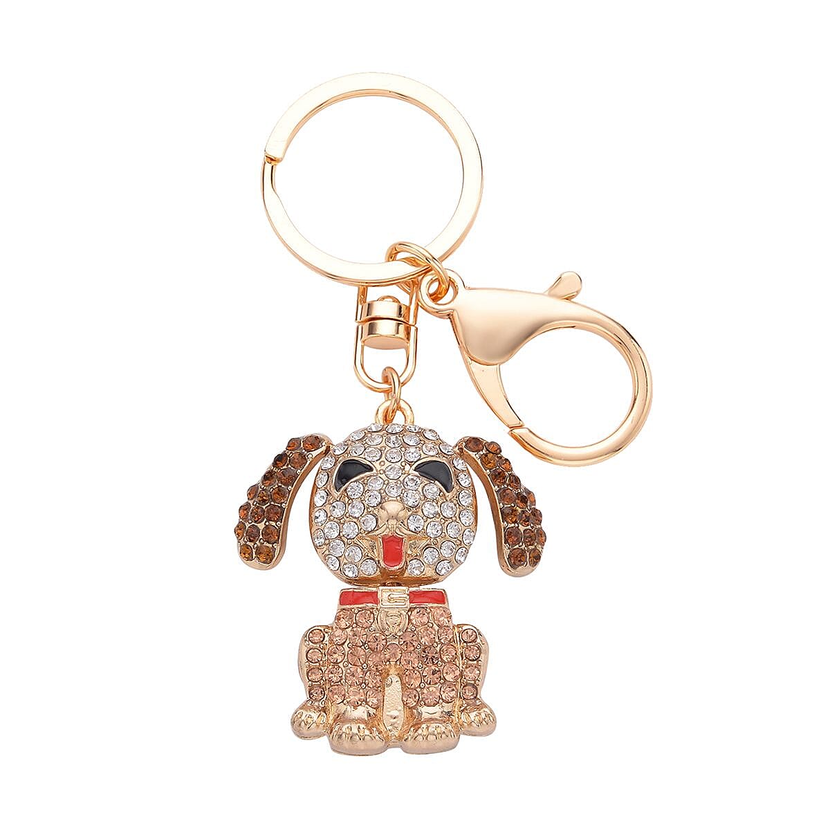 Doorbuster Set of 3 Multi Color Austrian Crystal, Enameled Elephant, Cat and Tiger Keychain in Dualtone image number 6