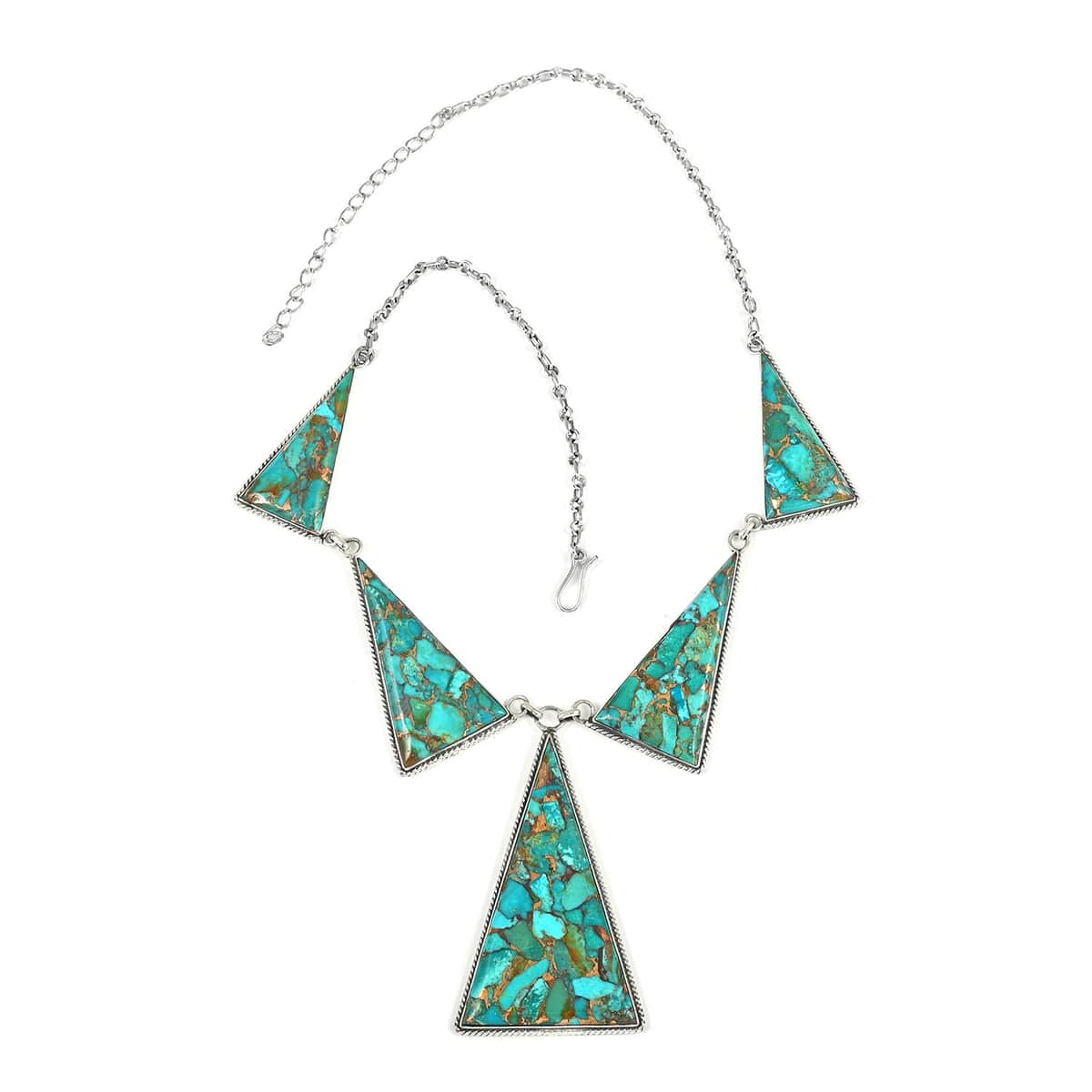 SANTA FE Style Mojave Turquoise Dangle Earrings and Statement Necklace 20 Inches in Sterling Silver 73.7 Grams 174.00 ctw image number 2