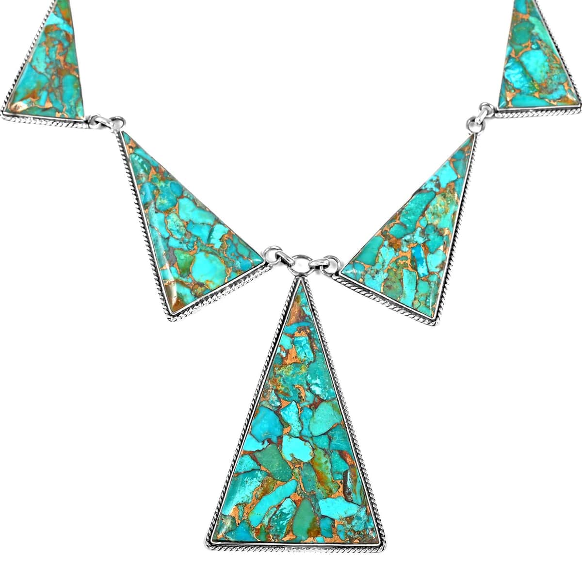 SANTA FE Style Mojave Turquoise Dangle Earrings and Statement Necklace 20 Inches in Sterling Silver 73.7 Grams 174.00 ctw image number 3