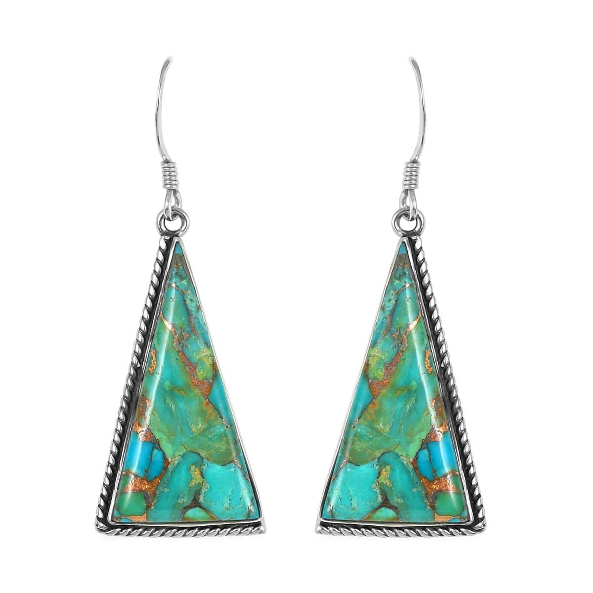 SANTA FE Style Mojave Turquoise Dangle Earrings and Statement Necklace 20 Inches in Sterling Silver 73.7 Grams 174.00 ctw image number 5