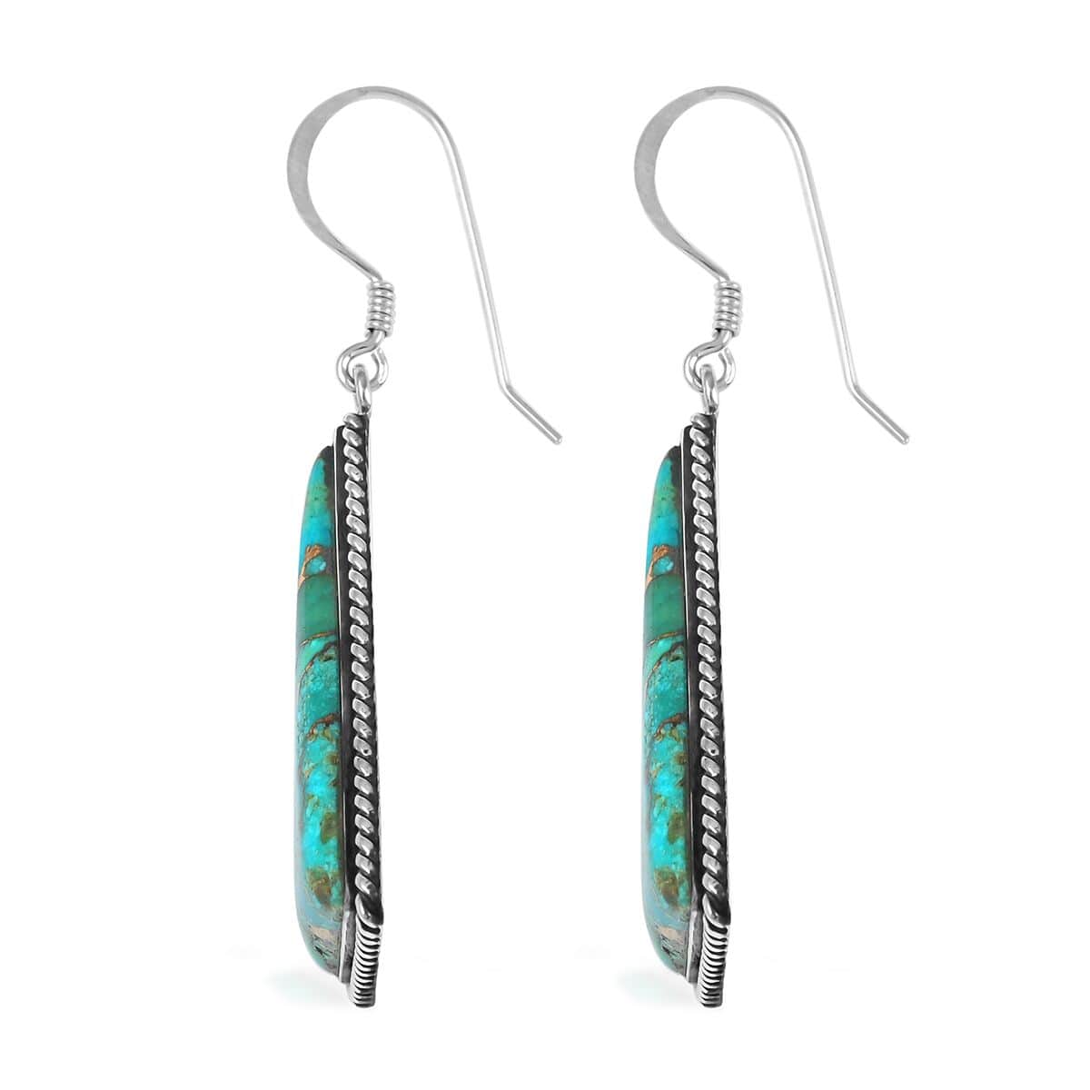 SANTA FE Style Mojave Turquoise Dangle Earrings and Statement Necklace 20 Inches in Sterling Silver 73.7 Grams 174.00 ctw image number 6