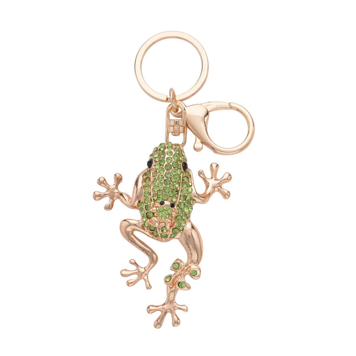 Set of 3 Multi Color Austrian Crystal, Enameled Frog, Teddy Bear, Giraffe Keychain in Goldtone, Cute Keychains, Key Holders, Key Rings, Cool Keychains image number 2