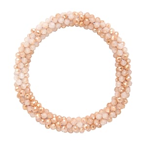 Champagne Glass and Austrian Crystal Set of 2 Beaded Bracelet in Silvertone (Stretch, 7.75In)