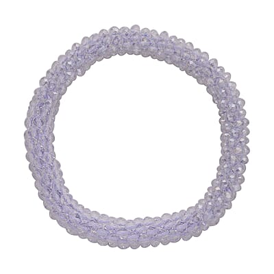 White Glass and Austrian Crystal Set of 2 Beaded Bracelet in Silvertone (Stretch, 7.75In)