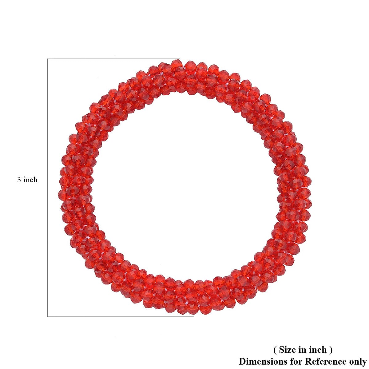  Red Glass and Austrian Crystal Set of 2 Beaded Bracelet in Silvertone (Stretch, 7.75In) image number 4