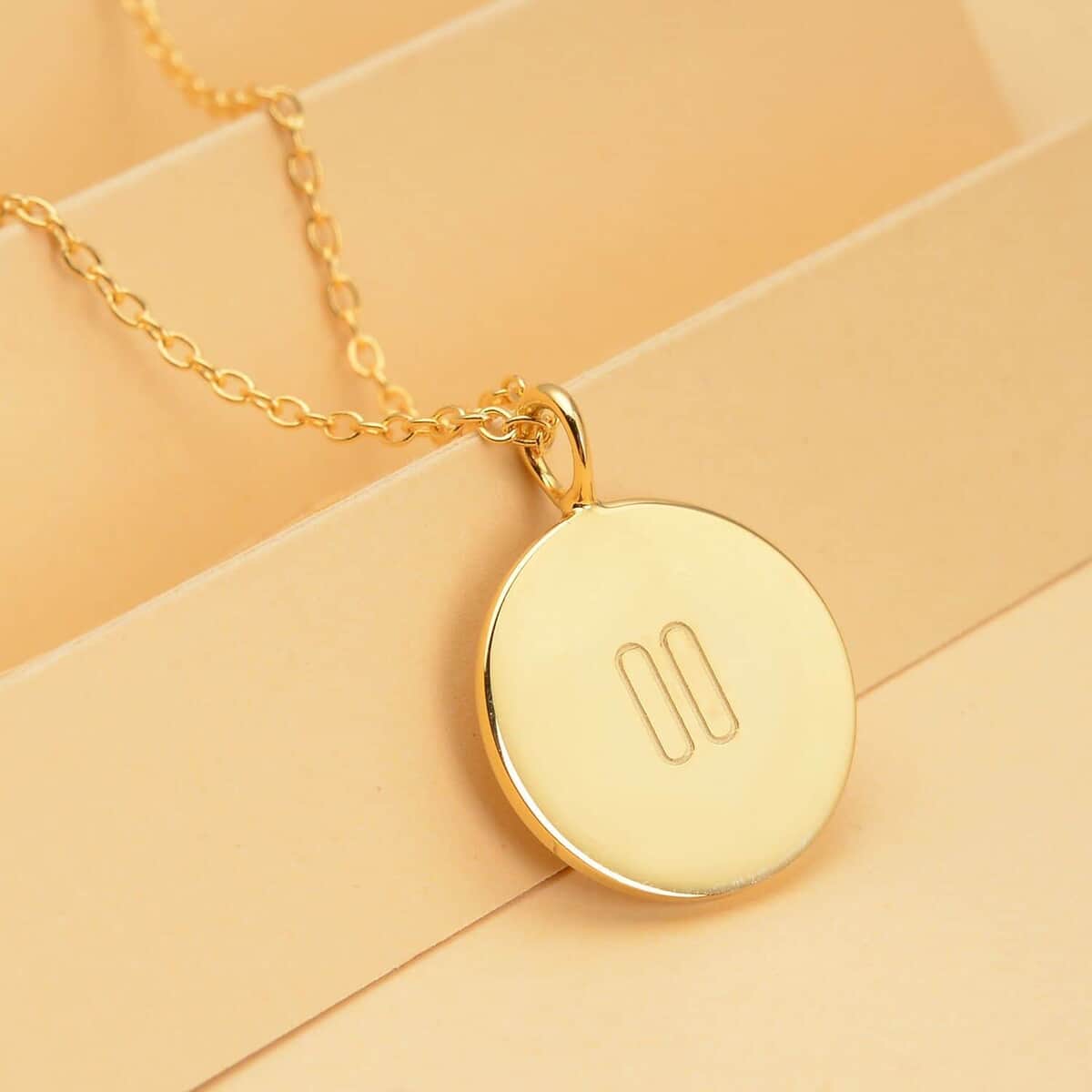Dainty Pause Pendant Necklace (16-18 Inches) in 14K YG Over Sterling Silver (3.90 g) image number 1