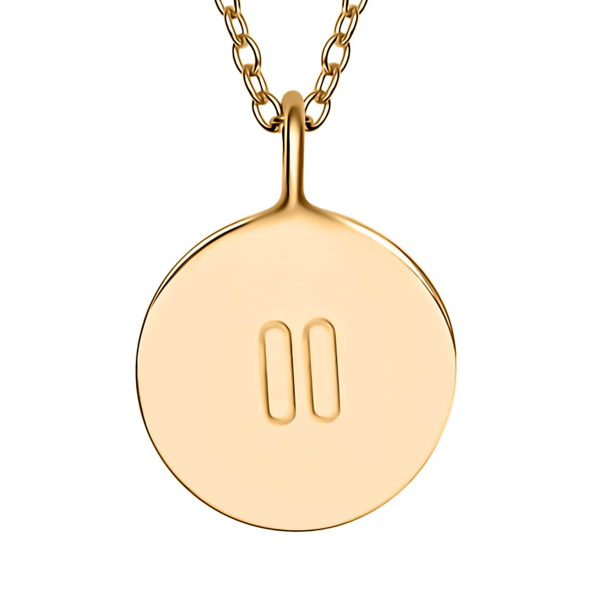 Dainty Pause Sign Pendant Necklace, 16-18 Inch Adjustable Necklace, 14K Yellow Gold Over Sterling Silver Pendant Necklace 3.90 Grams image number 2