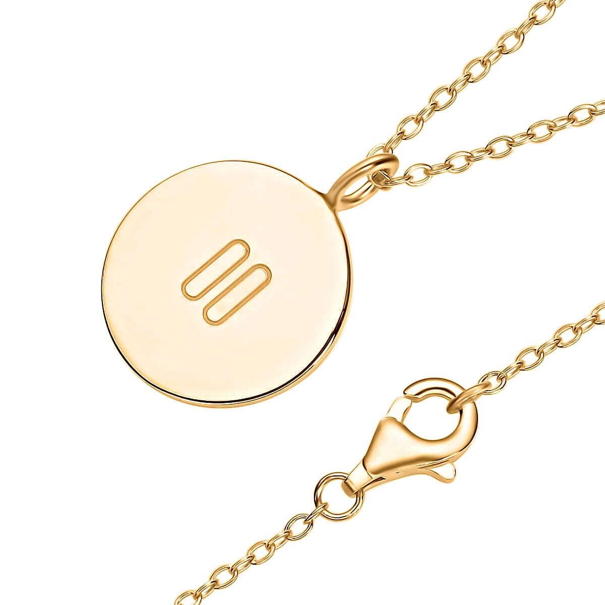 Dainty Pause Sign Pendant Necklace, 16-18 Inch Adjustable Necklace, 14K Yellow Gold Over Sterling Silver Pendant Necklace 3.90 Grams