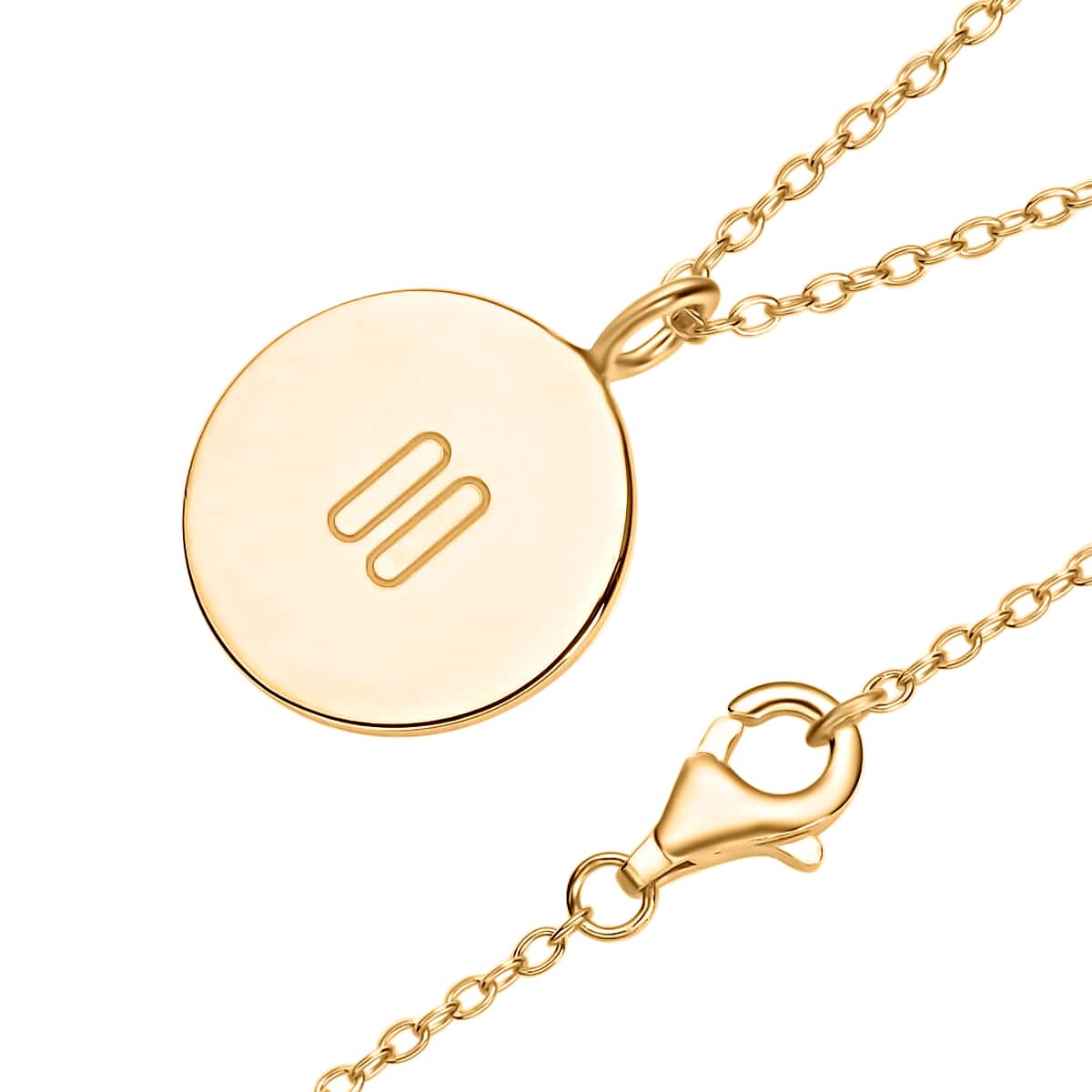 Dainty Pause Sign Pendant Necklace, 16-18 Inch Adjustable Necklace, 14K Yellow Gold Over Sterling Silver Pendant Necklace 3.90 Grams image number 4